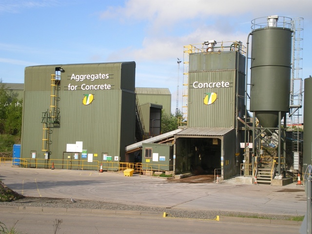 Portable concrete and asphalt batching plant at sunset